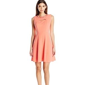 Sandra Darren Petite Coral Sleeveless Dress